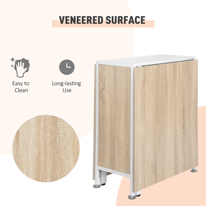 HOMCOM Multi-use Space Saving Folding Dining Table with Hideaway Shelves for Kitchen, Dining, Study and Office