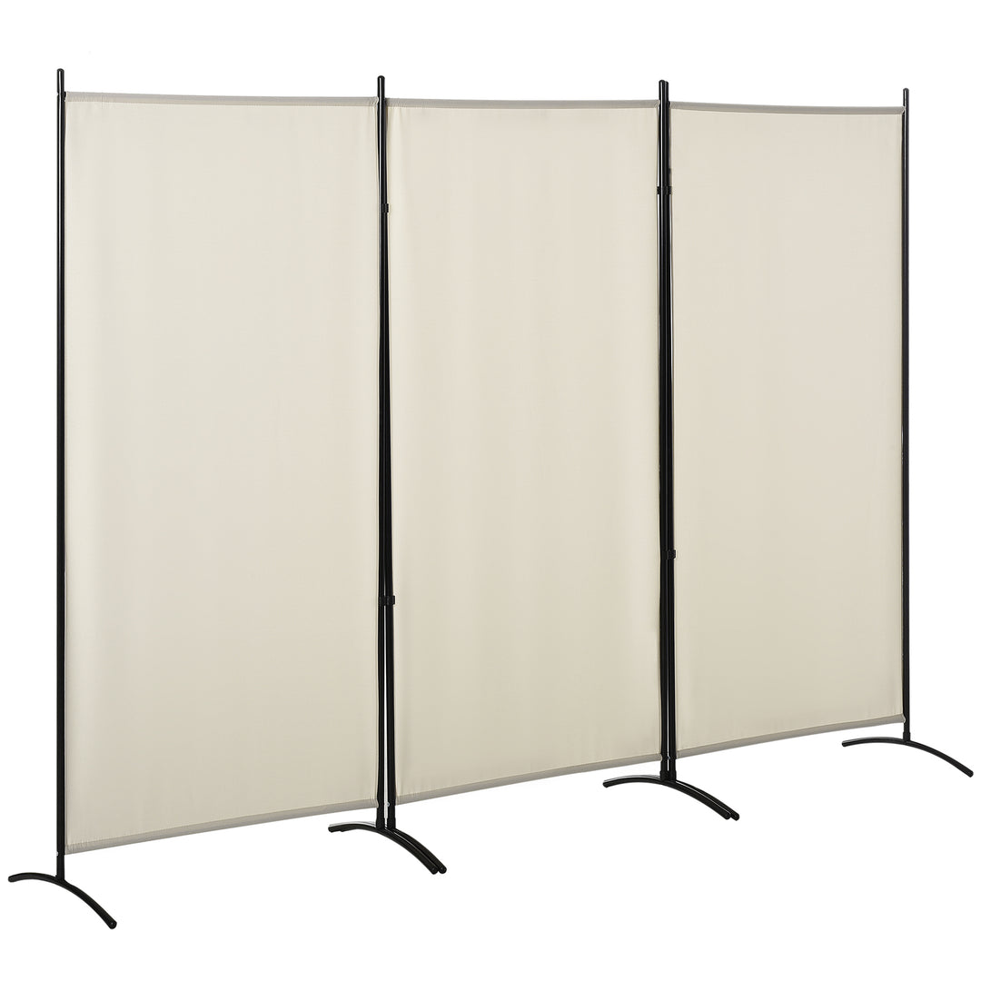 HOMCOM 6' 3 Panel Room Divider, Double Hinged Folding Wall Divider, Indoor Privacy Screen for Home Office, Beige