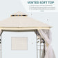 Outsunny 10'x10' Soft-top Steel Patio Gazebo Outdoor Sun Shelter with 2-Tier Polyester Roof, Curtain Sidewalls, White