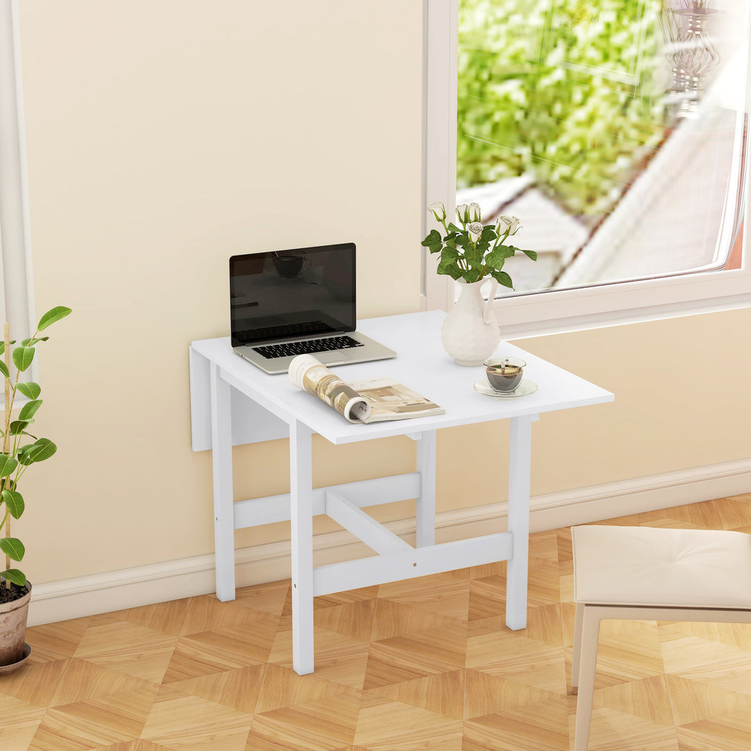 HOMCOM Solid Wood Kitchen Table, Farmhouse Drop Leaf Tables for Small Spaces, Folding Dining Table, Black