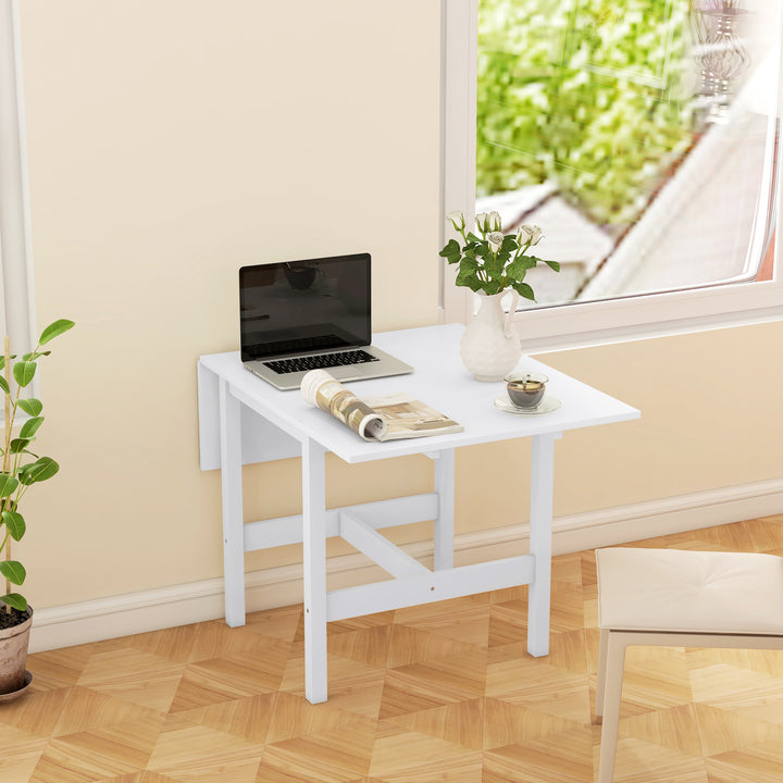 HOMCOM Solid Wood Kitchen Table, Farmhouse Drop Leaf Tables for Small Spaces, Folding Dining Table, Black