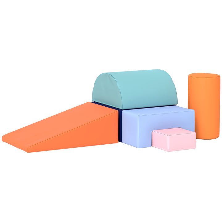 Qaba 6 Piece Soft Play Equipment for Kids 6-72 Months, Yellow and Green