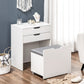 HOMCOM Vanity Set with Flip Top Mirror, Makeup Vanity Desk with Stool, Dressing Table with Drawer and 7 Compartments, White