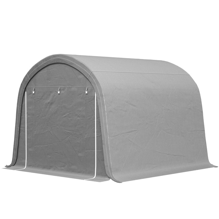 Outsunny Bike Storage Shed 10' x 10' Heavy Duty Waterproof Portable Shelter Outdoor for Bike, Motorcycle, Garden Tools, Light Grey