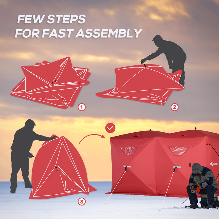 Outsunny 5-8 Person Pop-up Ice Fishing Shelter, Portable Ice Fishing Tent, Black