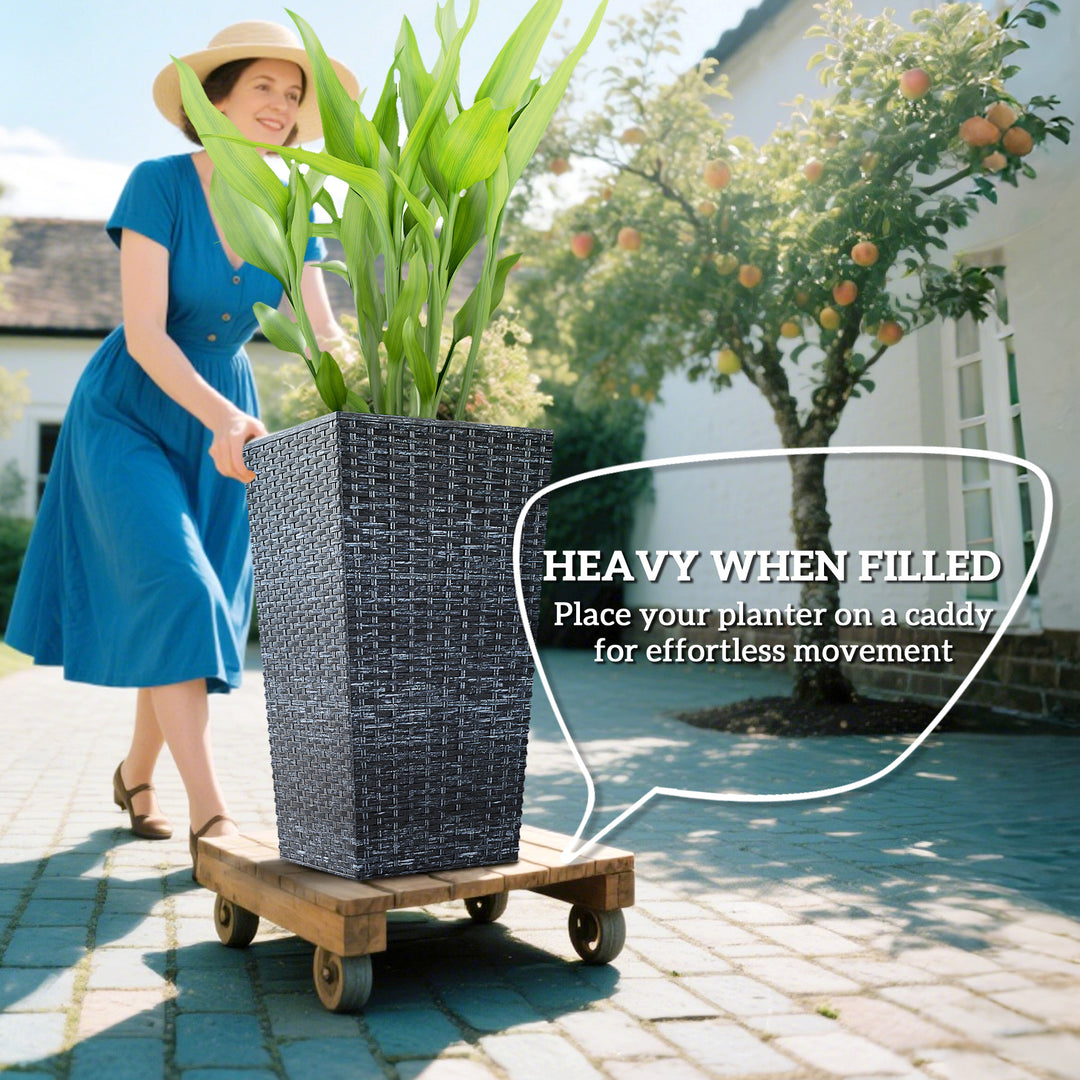 Outsunny Set of 3 Tall Plant Stand, Outdoor & Indoor Flower Pot Set for Front Door, Entryway, Patio and Deck, Brown