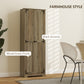 HOMCOM 67" Farmhouse Pantry Cabinet with 2 Doors, Tall Storage Cabinet with Adjustable Shelves, Distressed White