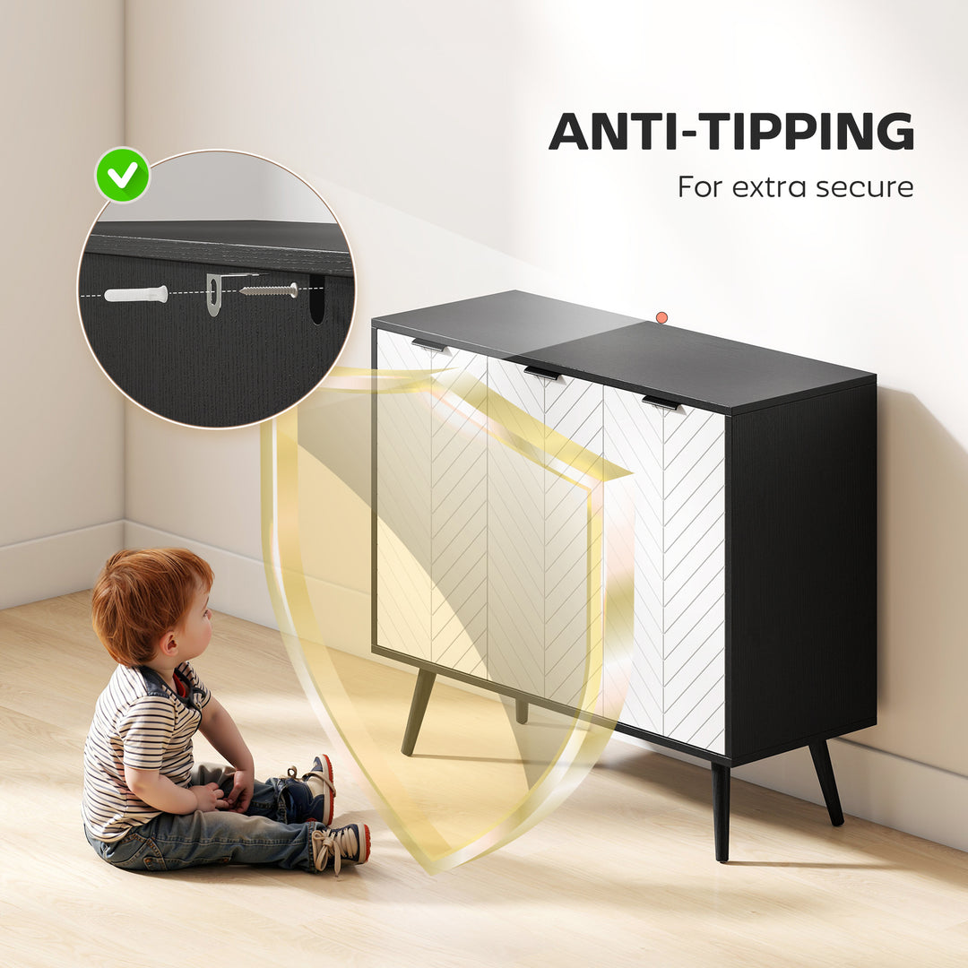 HOMCOM Modern Sideboard and Buffet, Dining Room Cabinet with Adjustable Shelves and 3 Doors, Black