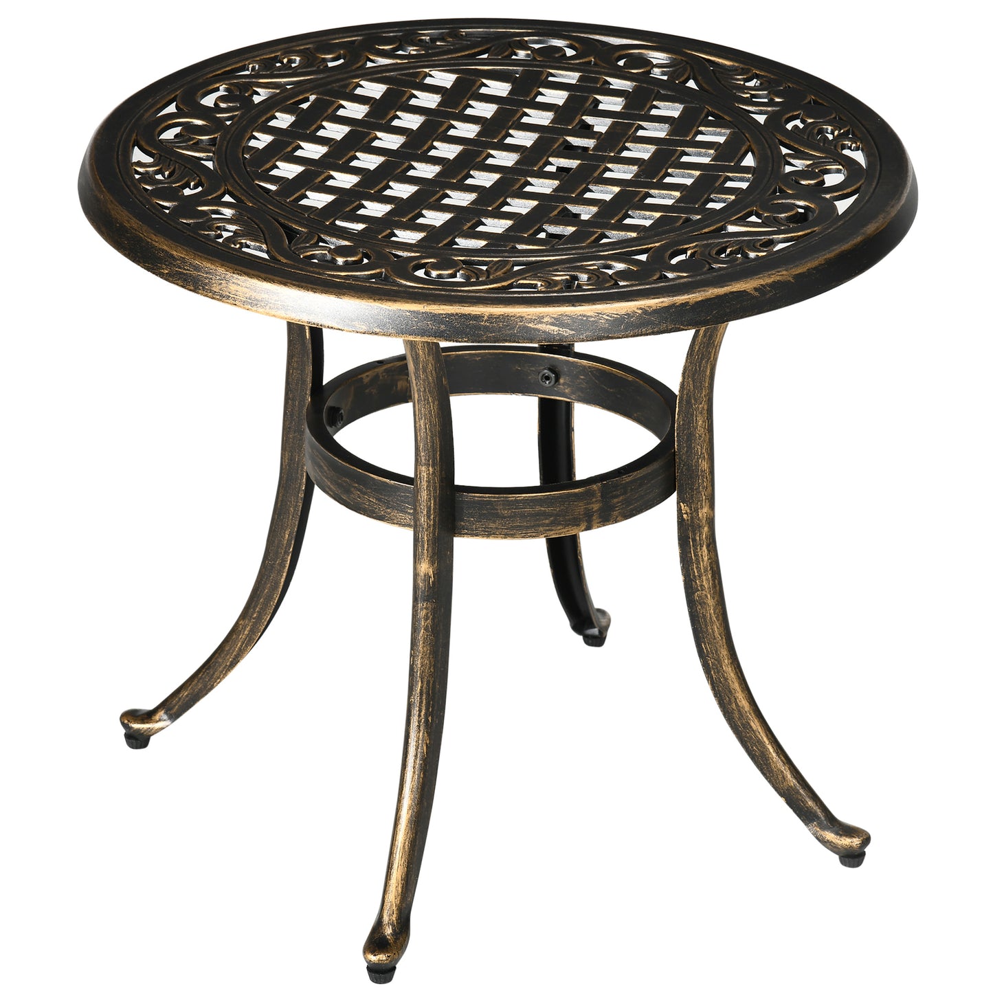 Outsunny Ð¤23.6" Round Outdoor Side Table, Cast Aluminum Frame Patio Coffee Side Desk for Patio, Garden, Balcony, Bronze