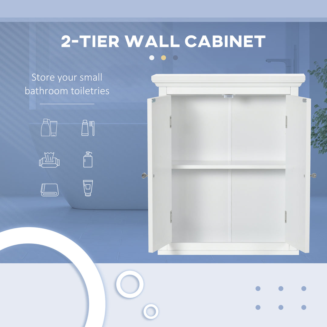 kleankin Over Toilet Storage Cabinet, Bathroom Wall Cabinet with Adjustable Shelf for Living Room and Entryway, White