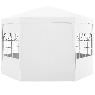 Outsunny 13 ft Party Tent Wedding Gazebo Outdoor Waterproof PE Canopy Shade with 6 Removable Side Walls