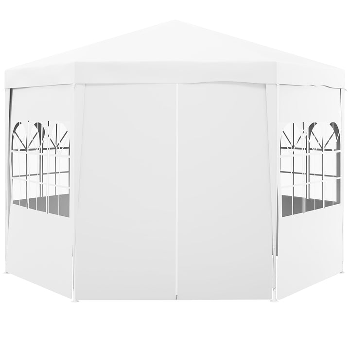Outsunny 13 ft Party Tent Wedding Gazebo Outdoor Waterproof PE Canopy Shade with 6 Removable Side Walls