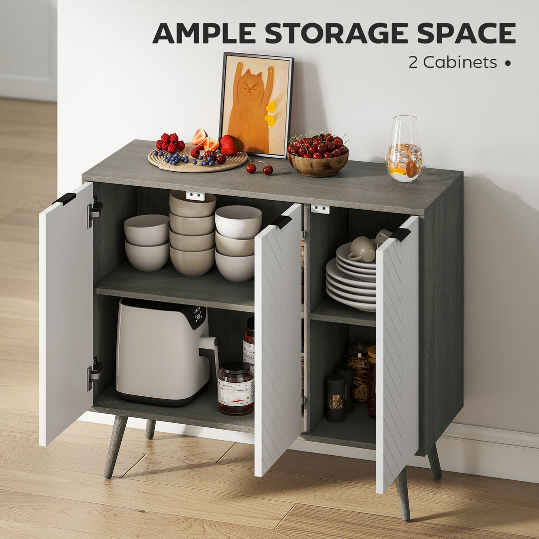 HOMCOM Modern Sideboard and Buffet, Dining Room Cabinet with Adjustable Shelves and 3 Doors, Black