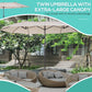 Outsunny 15' Double-Sided Patio Umbrella Parasol Sun Shelter Canopy Shade Grey