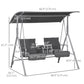 Outsunny 2-Seater Outdoor Porch Swing with Adjustable Canopy and Table, Patio Swing Chair for Garden, Poolside, Backyard, Grey