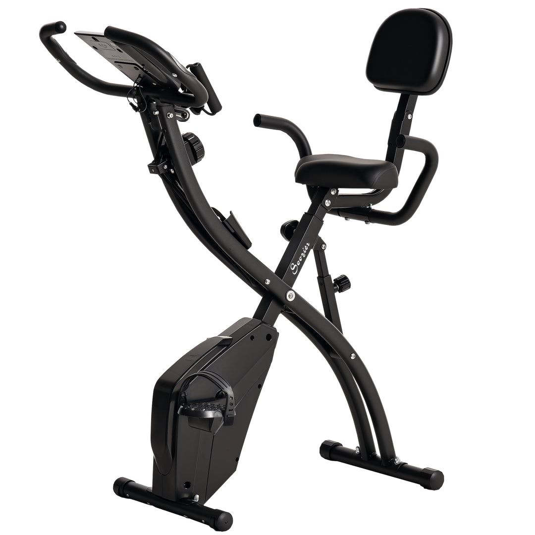 Soozier 3 in 1 Folding Exercise Bike, Foldable Stationary Bike with 8-Level Magnetic Resistance, Adjustable Seat, Black
