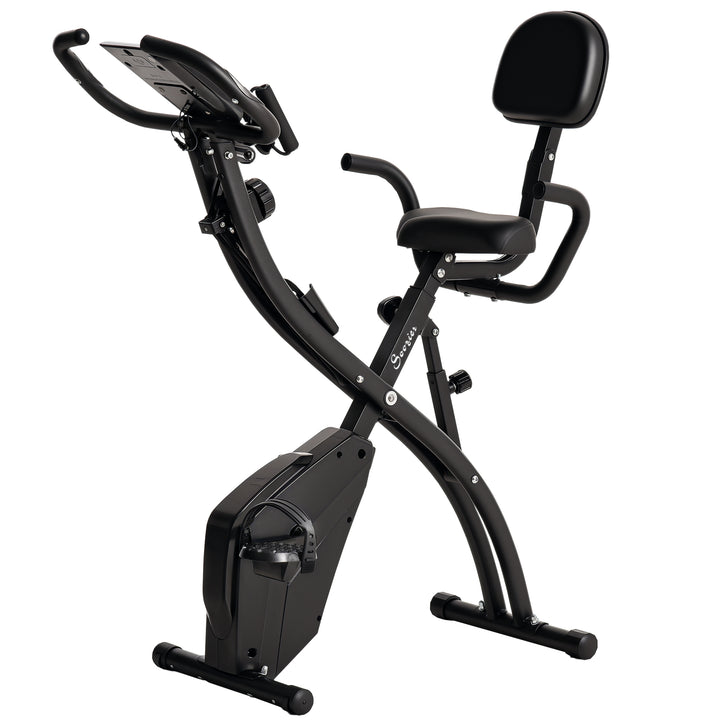 Soozier 3 in 1 Folding Exercise Bike, Foldable Stationary Bike with 8-Level Magnetic Resistance, Adjustable Seat, Black