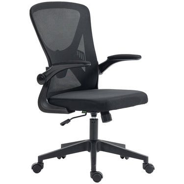 Vinsetto Mesh Office Chair, Swivel Desk Chair with Lumbar Back Support, Adjustable Height, Flip-Up Arm, Black