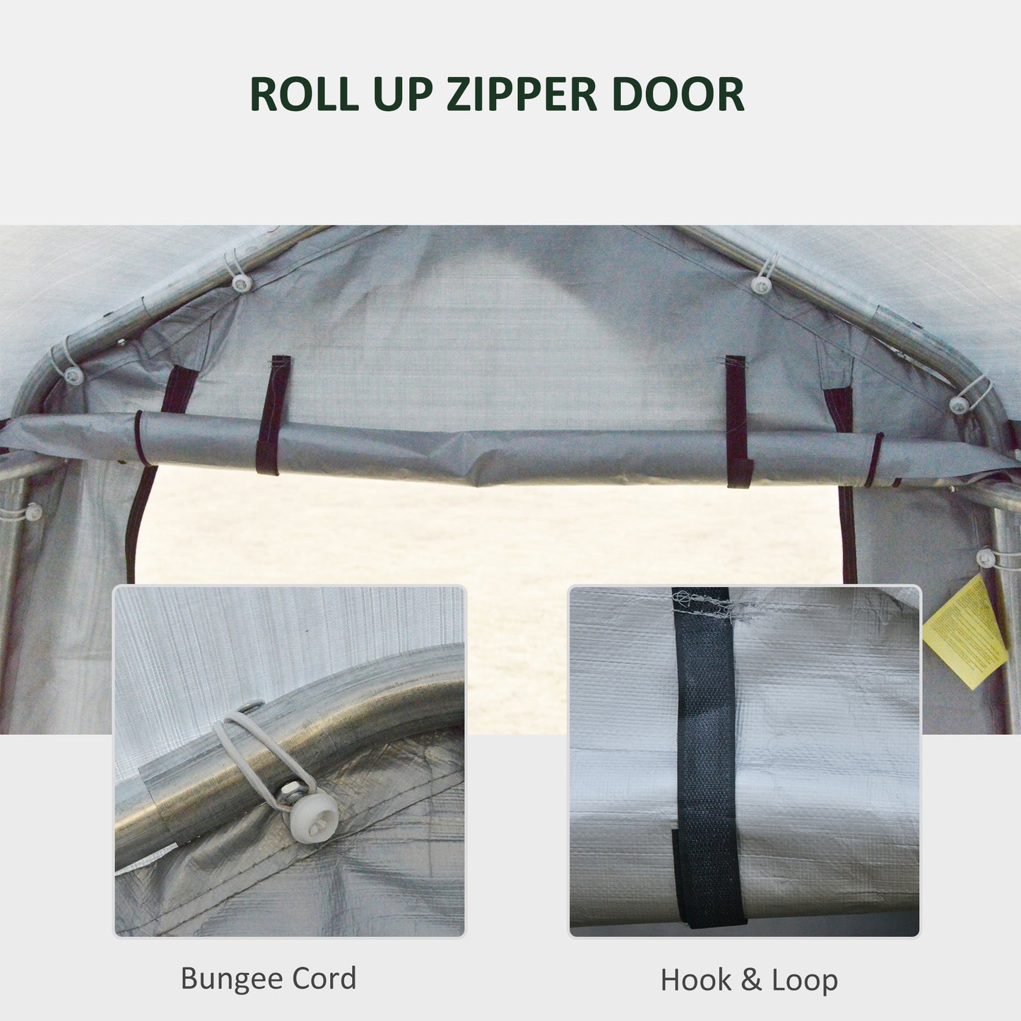 Outsunny 8' x 6' Carport with Sidewalls and Roll-up Door, Outdoor Storage Shelter for Motorcycle and Car, Grey