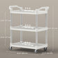HOMCOM 3-Tier Utility Cart Large Rolling Storage Trolley with 3 Shelves Metal Clean Service Cart, Restaurant, Hotel, Livingroom, Silver and Grey