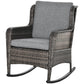 Outsunny Outdoor Wicker Rocking Chair, PE Rattan Porch Rocker with Cushions, Grey