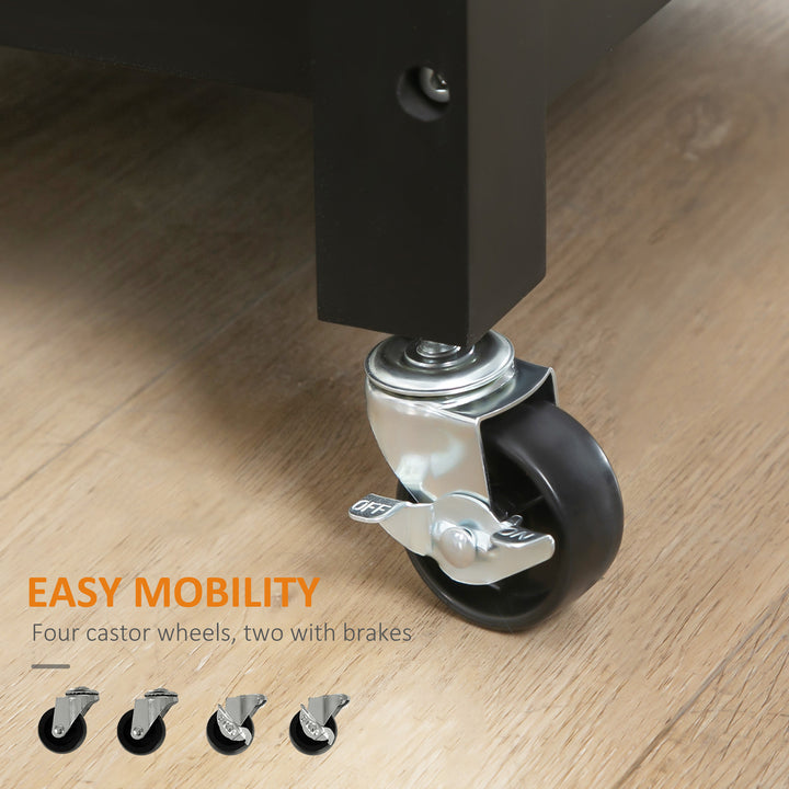 HOMCOM Rolling Kitchen Cart with Wood Top and Drawer, Kitchen Island on Wheels for Dining Room, Grey