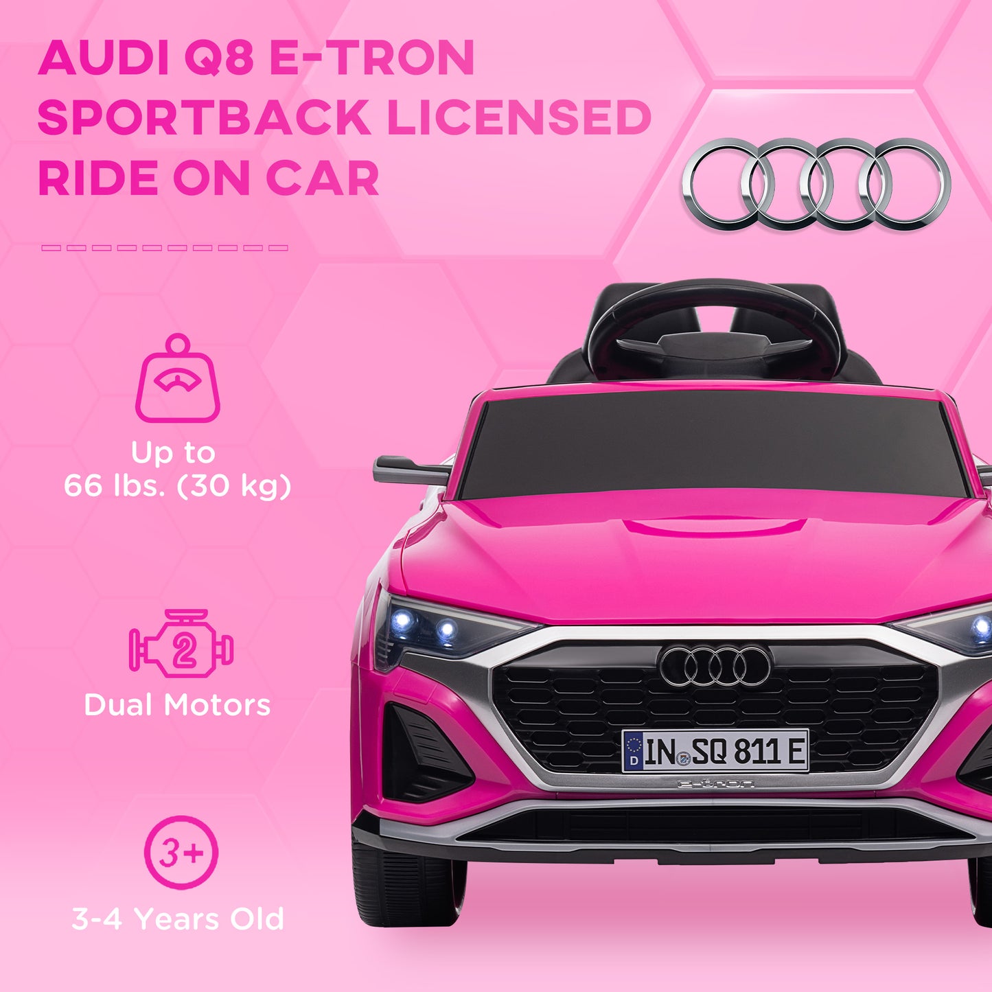Qaba 12V Battery Powered Kids Electric Car, Audi Q8 etron Sportback Licensed Ride on Car w/ Remote Control, White