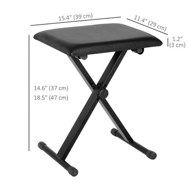 HOMCOM Adjustable Piano Bench, X-Style Folding Piano Stool with Padded Seat, Non-Slip Rubber Feet, Keyboard Chair, Black