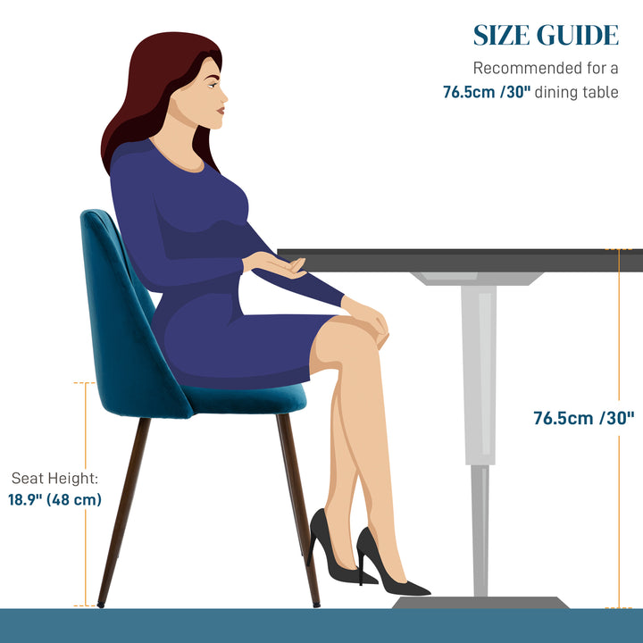 HOMCOM Upholstered Dining Chairs Set of 6, Velvet Accent Chair with Back and Wood-grain Steel Leg for Kitchen, Grey