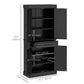HOMCOM 71" Freestanding Kitchen Pantry with 4 Doors and 2 Cabinets, Tall Storage Cabinet for Kitchen, Distressed Coffee