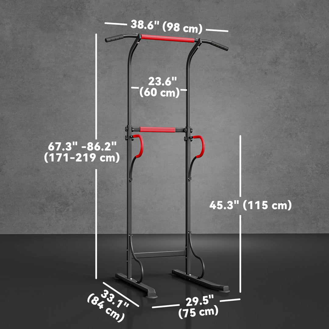 Soozier Power Tower Pull Up Bar Dip Station for Home Office Gym Multi-Function Workout Equipment