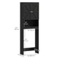HOMCOM Over The Toilet Cabinet, Modern Bathroom Above Toilet Storage with Barn Doors and Open Shelf, Black