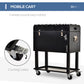 Outsunny 68QT Patio Cooler Ice Chest with Foosball Table Top, Portable Poolside Party Bar Cold Drink Rolling Cart on Wheels with Tray Shelf Black