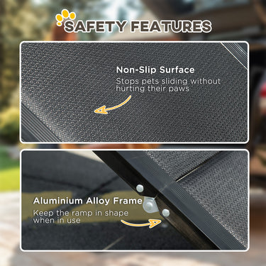 PawHut Folding Pet Ramp, 62 Inch Lightweight Portable Dog Ramp for Extra Large Dogs, Non-Slip Surface for Cars, Trucks and SUVs, Black