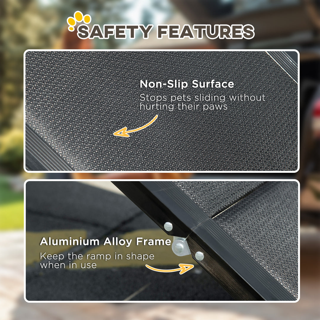 PawHut Folding Pet Ramp, 62 Inch Lightweight Portable Dog Ramp for Extra Large Dogs, Non-Slip Surface for Cars, Trucks and SUVs, Black