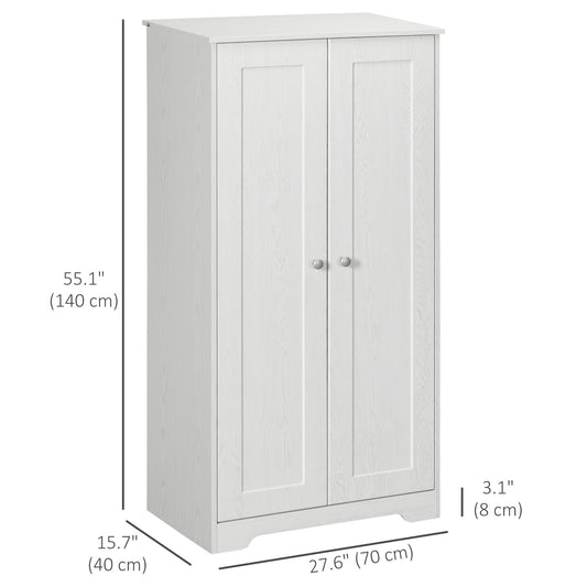 HOMCOM Kitchen Storage Cabinet, Freestanding Pantry Cabinet with 2 Doors and Adjustable Shelves, Distressed White