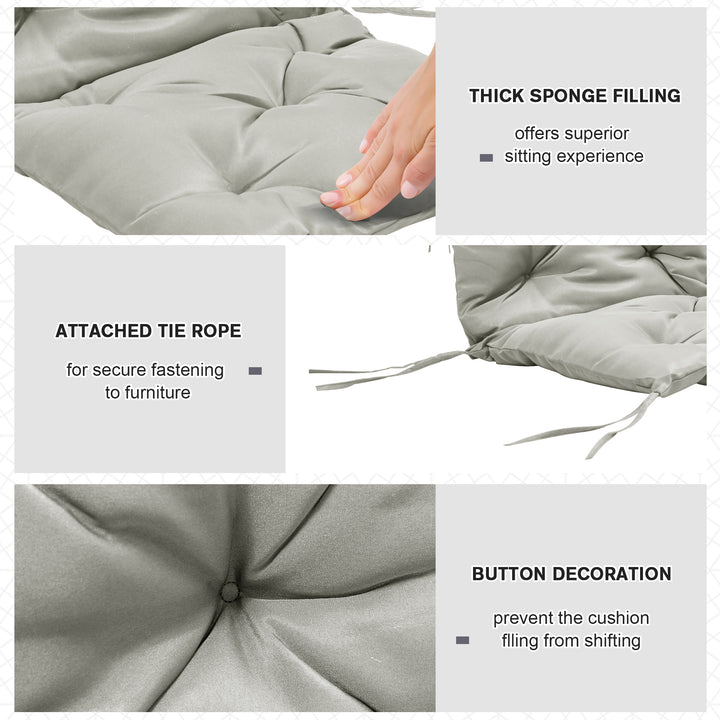 Outsunny Patio Chair Cushions Set of 2, 39" x 20" x 3" Outdoor Tufted Cushion Set with Ties for Indoor Outdoor Garden Furniture, Dark Grey