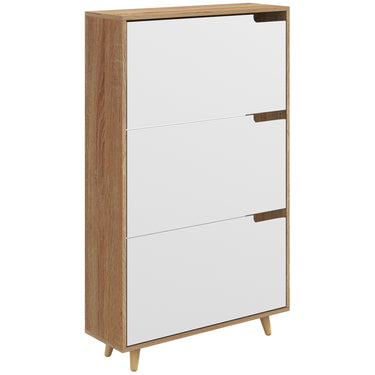 HOMCOM Slim Shoe Storage Cabinet with 3 Flip Drawers and Adjustable Shelves, Shoe Cabinet for 18-24 Pairs, White