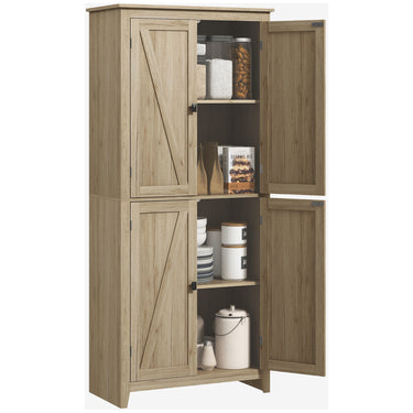 HOMCOM 72" Freestanding Storage Cabinet, Kitchen Pantry Cabinet with Doors and Shelves for Dining Room, Natural