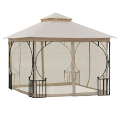 Outsunny 10'x10' Patio Gazebo, Outdoor Garden Canopy for Events Party Backyard with Mosquito Netting