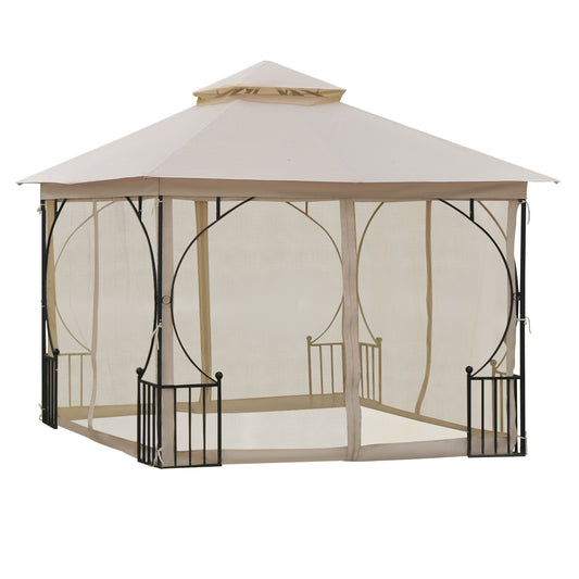 Outsunny 10'x10' Patio Gazebo, Outdoor Garden Canopy for Events Party Backyard with Mosquito Netting