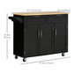 HOMCOM Modern Kitchen Island, Utility Kitchen Serving Cart with 2 Storage Drawers & Cabinets for Dining Room, Black