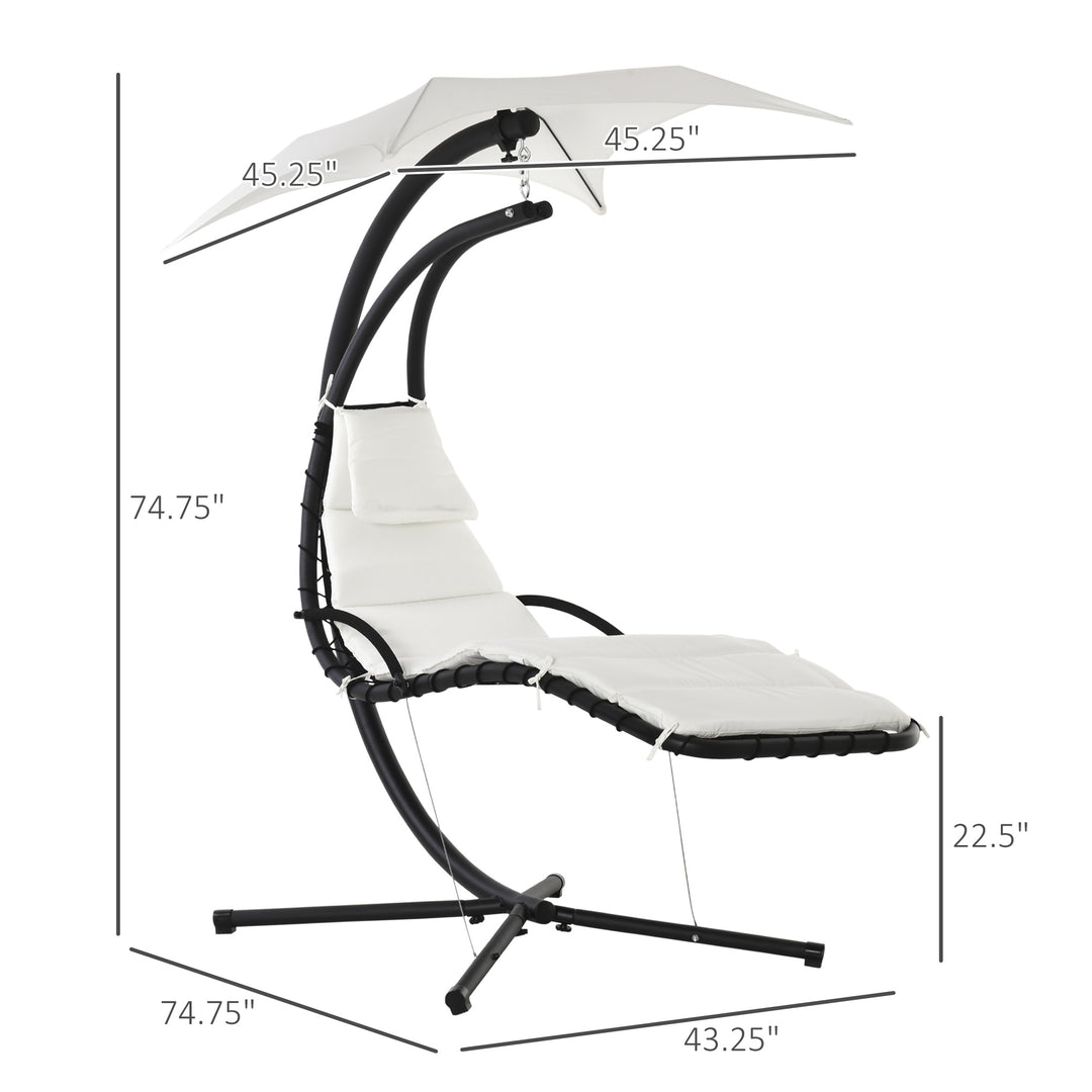 Outsunny Swing Chaise with Stand Floating Chaise Lounge Cream White