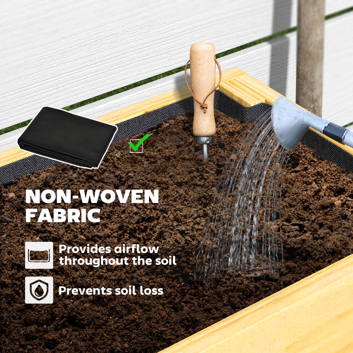 Outsunny Raised Garden Bed with Legs, Elevated Box Planter with Storage Shelf, Bed Liner for Backyard Patio, Natural Wood