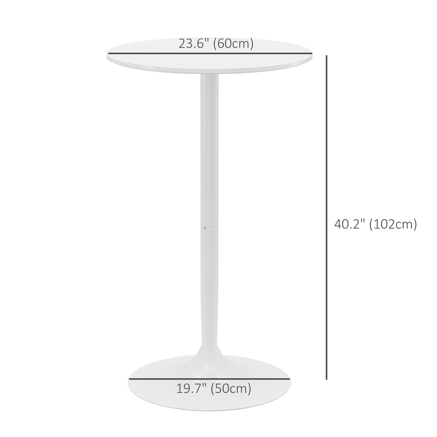 HOMCOM High Top Bar Table, Modern Round Dining Table with Painted Top and Steel Base, Bistro Table for 2 People, Black