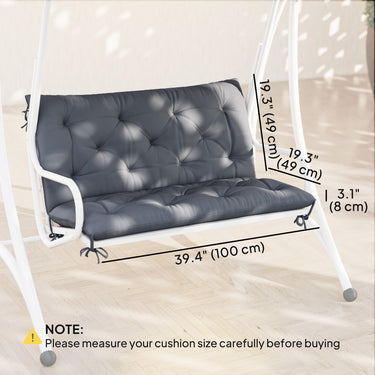 Outsunny Porch Swing Cushion Garden Bench Cushion with Backrest, Non-Slip 2-seater Soft Pad, Swing Chair Mat Replacement for Indoor and Outdoor, 39.4" x 38.6", Dark Grey