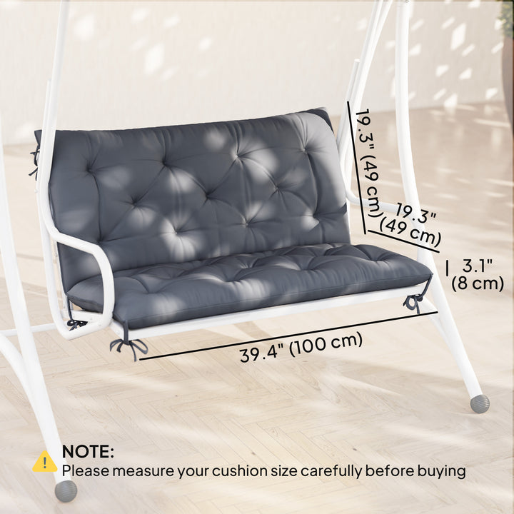 Outsunny Porch Swing Cushion Garden Bench Cushion with Backrest, Non-Slip 2-seater Soft Pad, Swing Chair Mat Replacement for Indoor and Outdoor, 39.4" x 38.6", Dark Grey