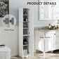 HOMCOM Freestanding Tall Bathroom Storage Cabinet with Adjustable Shelves, Bathroom Organizer, Black Wood Grain