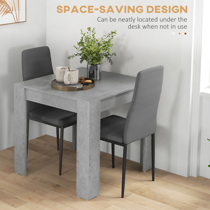 HOMCOM Dining Table Set for 2, Square Kitchen Table and Chairs, Dining Room Table and PU Leather Upholstered Chairs, Grey
