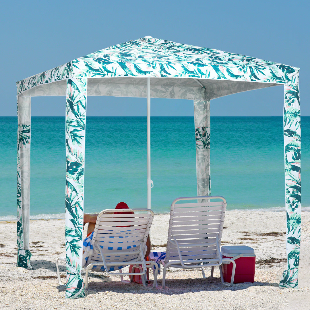 Outsunny Beach Umbrella, 6.5' Easy-Assembly Sun-Shade Shelter with Sandbags and Carry Bag, Cool UV50+, Dark Blue